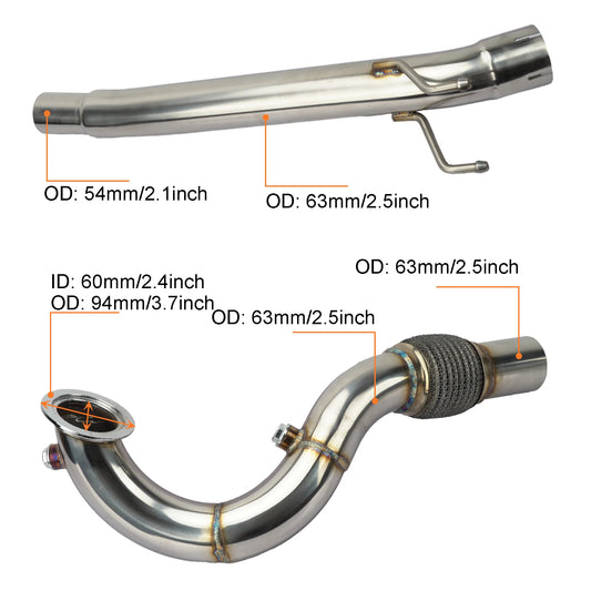 VW Golf MK7 / Jetta / A3 8V / Kodiaq – Downpipe 2.5” do 1.4 TSI EA211 (Catless, Racing, 2013–2024)