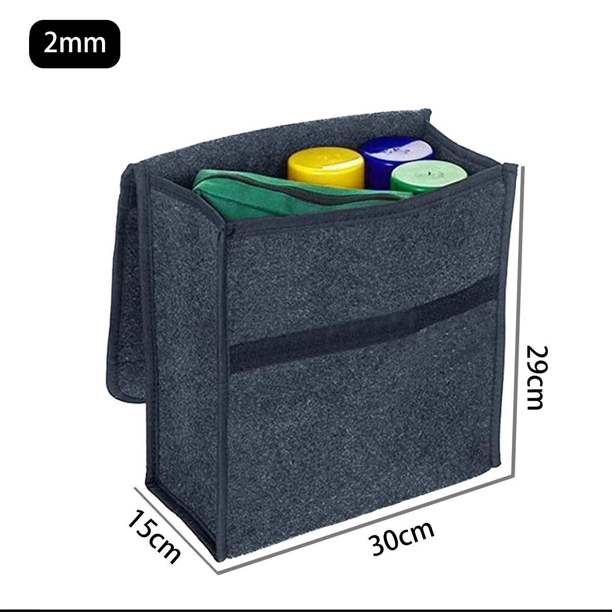 Filcowy organizer do bagażnika – powiększony, dark gray, miękki i pogrubiony – Trunk Storage Box