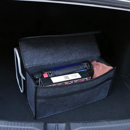 Filcowy organizer do bagażnika – powiększony, dark gray, miękki i pogrubiony – Trunk Storage Box