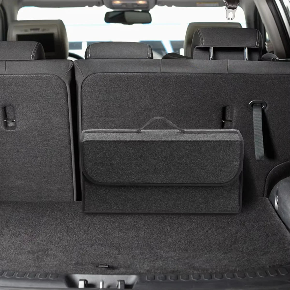 Filcowy organizer do bagażnika – powiększony, dark gray, miękki i pogrubiony – Trunk Storage Box
