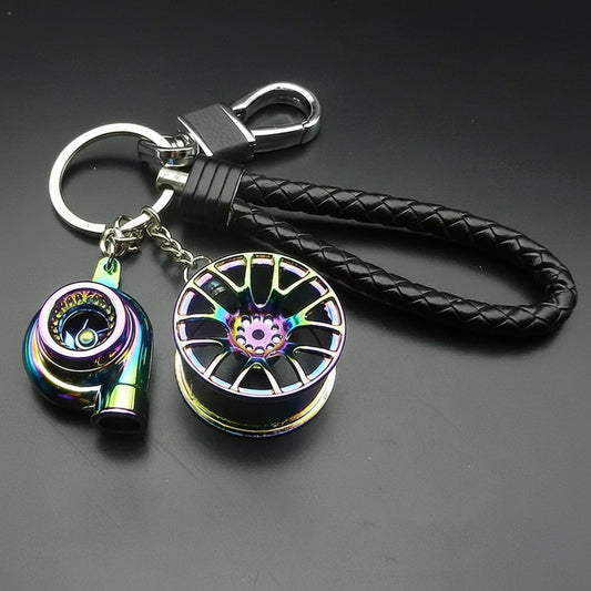 Metalowy brelok Turbo Hub – kreatywny brelok tuningowy, idealny dla fanów motoryzacji